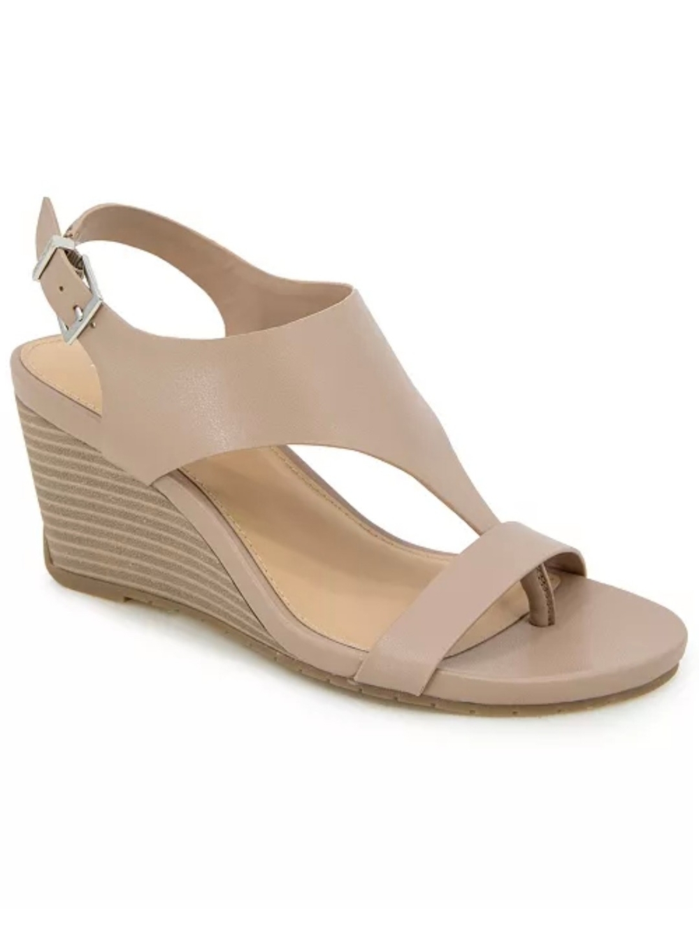 Kenneth Cole Reaction Women's Greatly Thong Almond Toe Wedge Sandals NIB